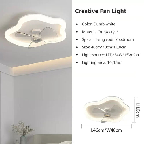 Minimalistischer nordischer LED-Deckenventilator mit Fernbedienung - vue 11 sur 12