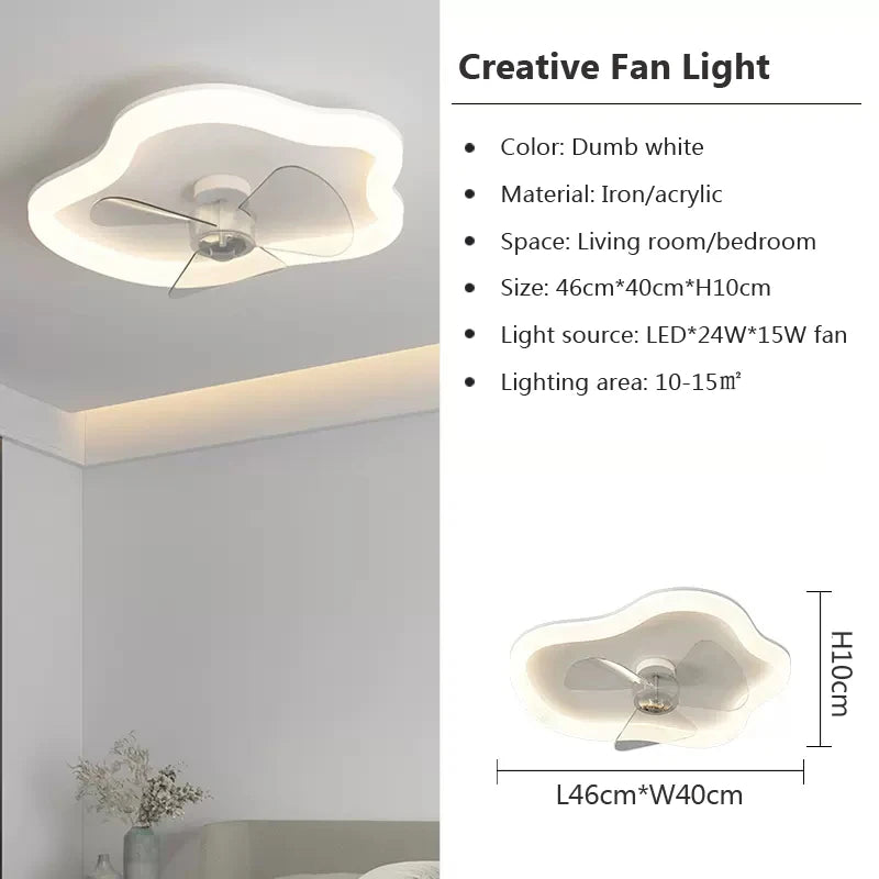 Minimalistischer nordischer LED-Deckenventilator mit Fernbedienung - vue 11 sur 12