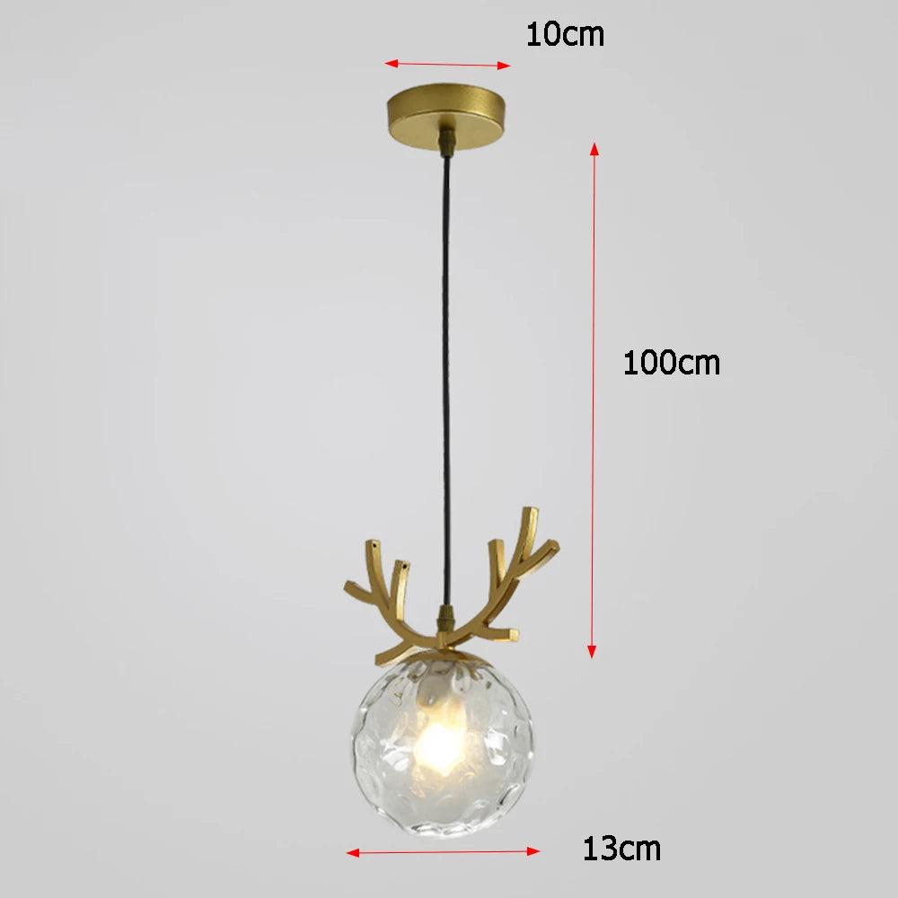 suspension en verre design vintage luminaire plaqué or moderne - vue 7 sur 10