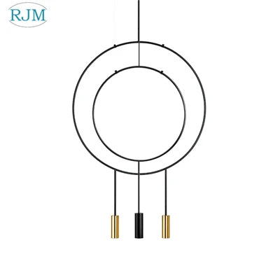 Kreative runde Pendelleuchte im nordischen Design aus Metall postmodern - vue 11 sur 12
