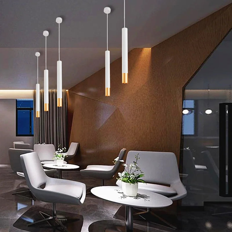Suspension LED Nordique Dimmable Longue Tube Lampe Décoration Cylindre Tuyau Suspension Cuisine Lampe Lumière Salon - vue 5 sur 7
