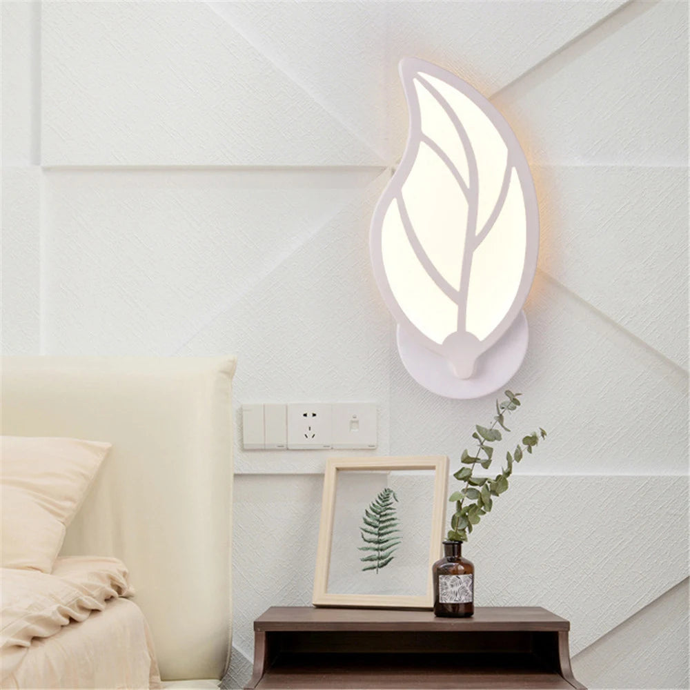 applique murale led créative en acrylique avec feuilles - vue 2 sur 8
