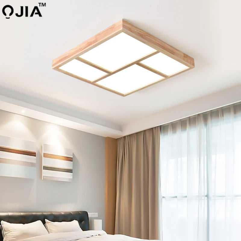 plafonnier led moderne en bois véritable pour intérieur décoratif - vue 4 sur 9