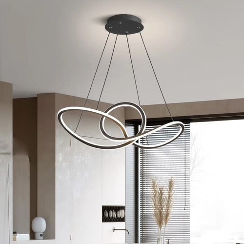 Kreativer LED-Kronleuchter aus Aluminium im nordischen postmodernen Stil - vue 5 sur 7
