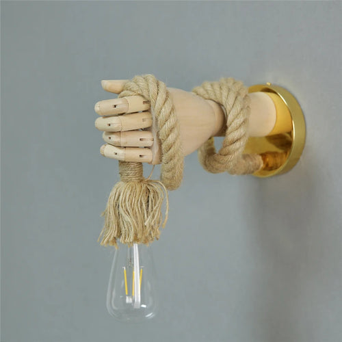 Kreative Wandleuchte aus Hanfseil im Retro-Industriedesign - vue 6 sur 8