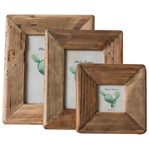 Rustic Retro Style Photo Frame For Tabletop Home Decoration, Handmade with Natural Brown Pine Wooden Picture Frame - vue 4 sur 9