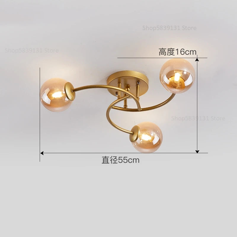 Schlichte nordische Glas-Deckenleuchte mit moderner LED