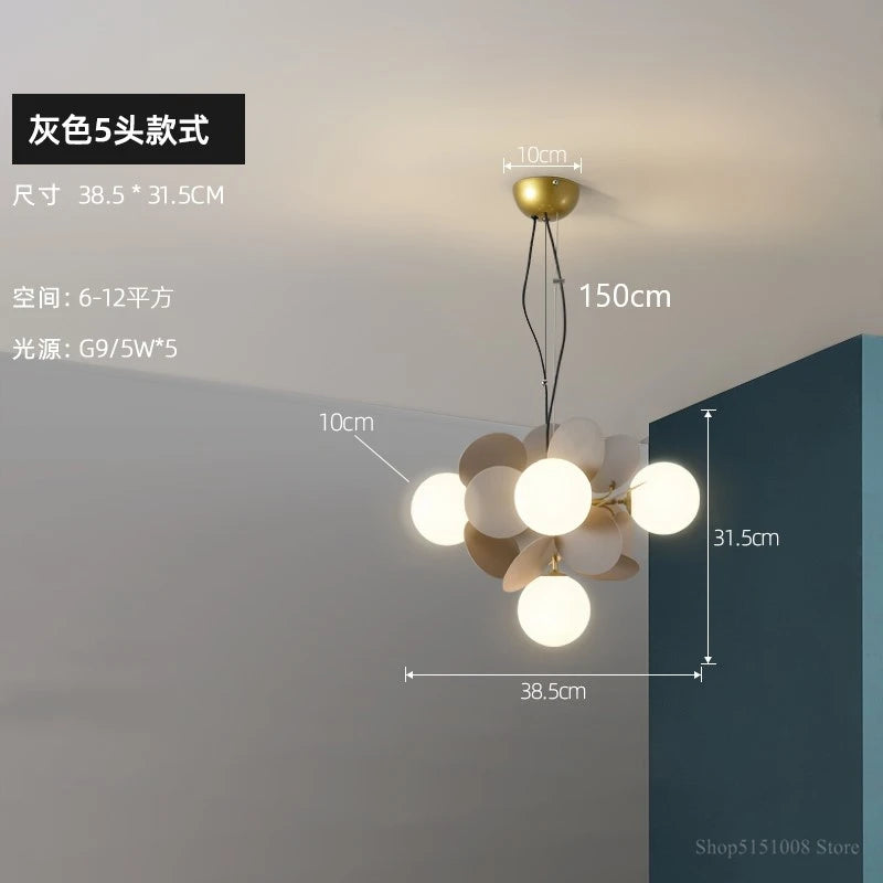 LED-Pendelleuchte im nordischen Design mit dekorativen Blumen aus Acryl - vue 18 sur 24