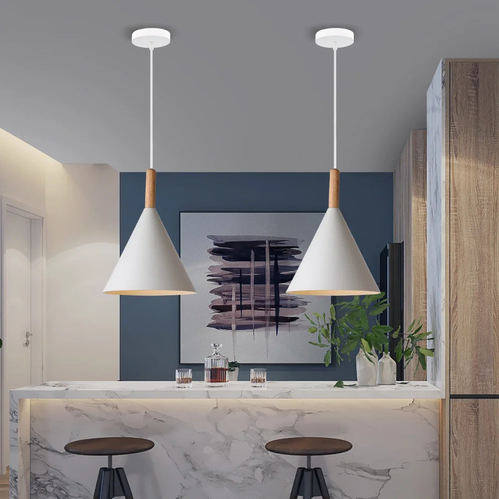 lampe led suspendue en bois design nordique moderne décorative - vue 4 sur 10