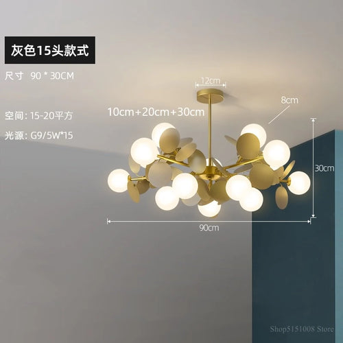 LED-Pendelleuchte im nordischen Design mit dekorativen Blumen aus Acryl - vue 17 sur 24