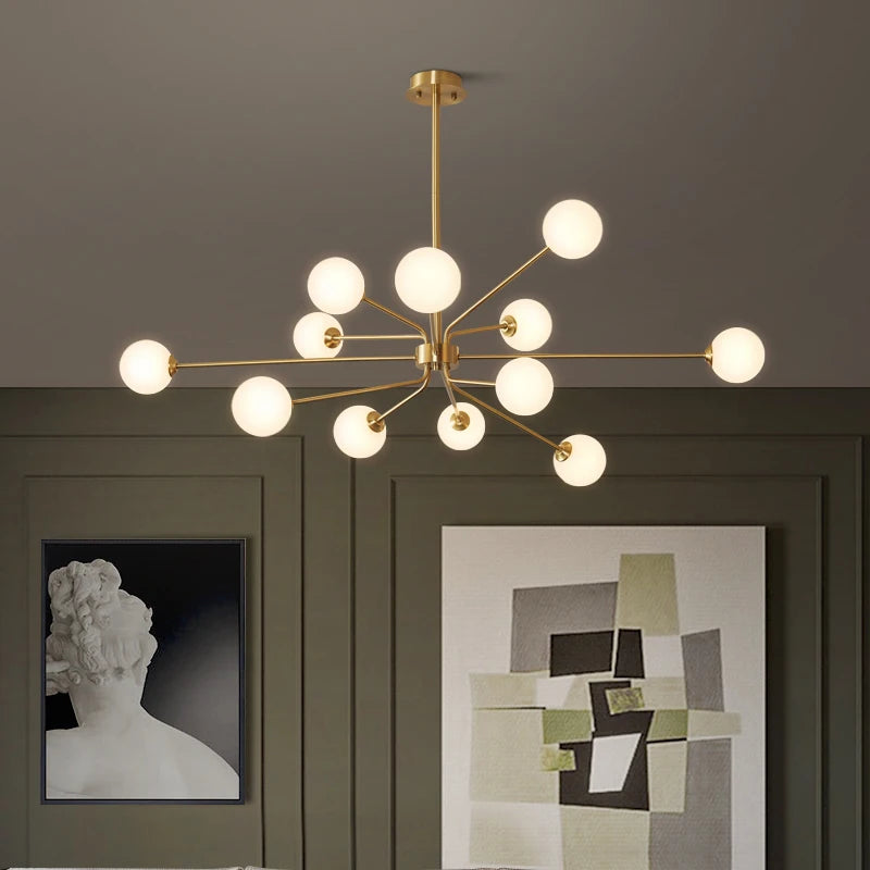 Lustre nordique en fer forgé style spoutnik moderne
