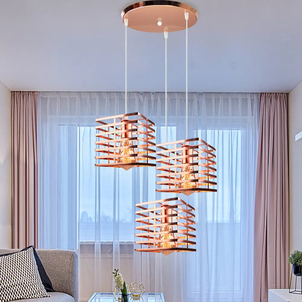 suspension industrielle vintage avec lumières led modernes - vue 5 sur 14