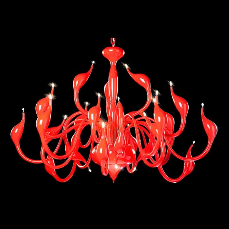 suspension nordic swan en fer art déco moderne - vue 5 sur 11