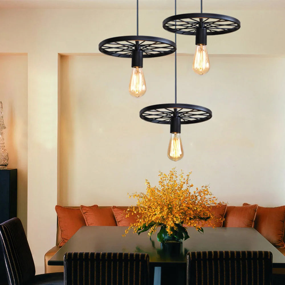 suspension rétro à led en fer pour éclairage intérieur - vue 5 sur 7