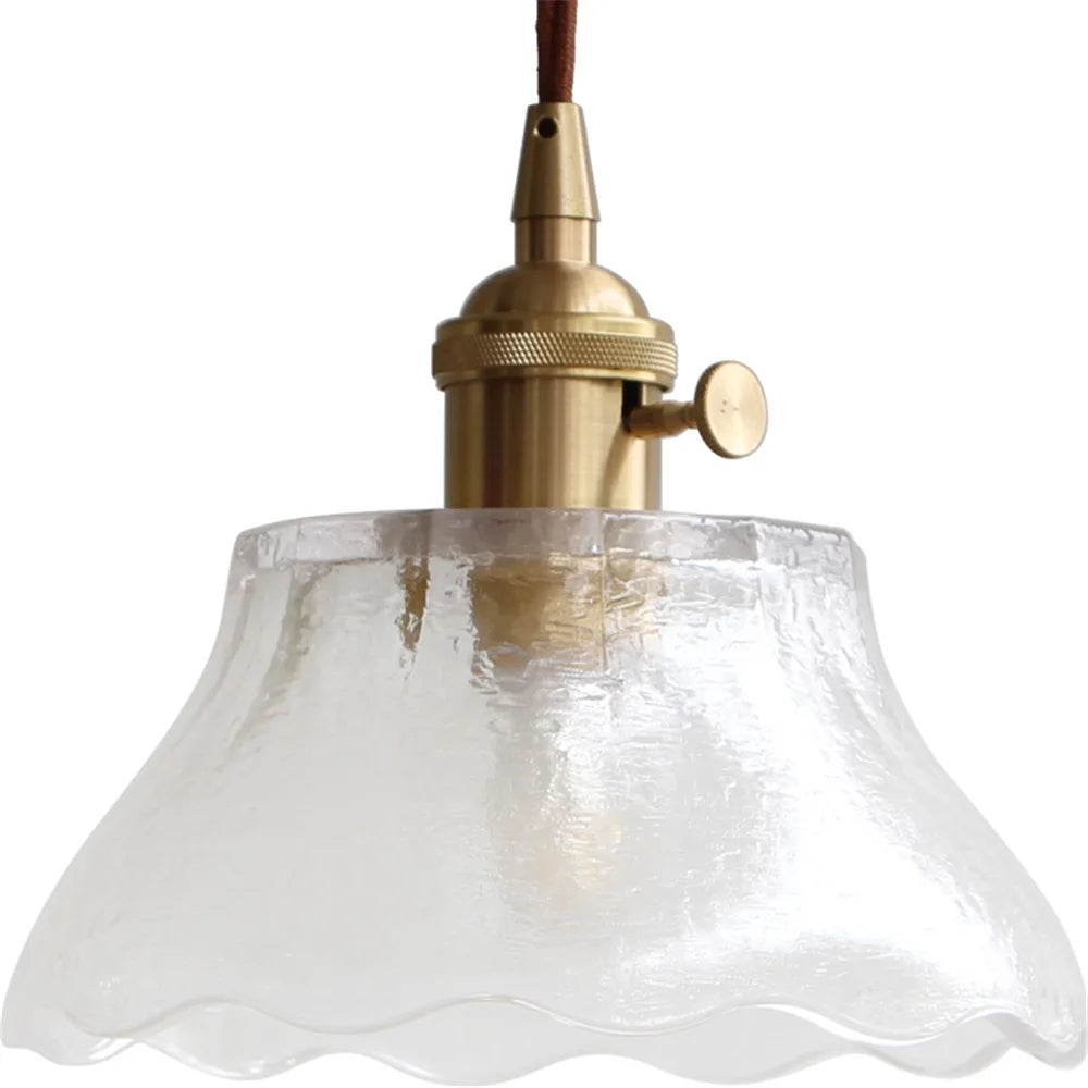 Vintage Loft Pendelleuchte aus Messing und Glas für stilvolle Wohnraumdekoration - vue 6 sur 6