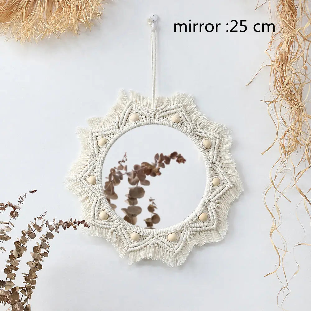 miroir mural en macramé style bohème pour décoration intérieure - vue 10 sur 14