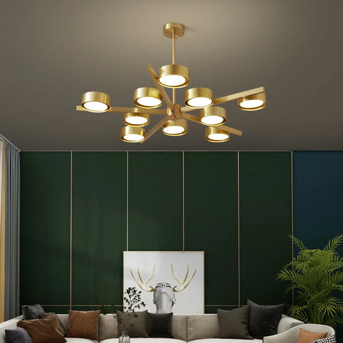 lustre nordique en cuivre design créatif pour éclairage moderne - vue 2 sur 9