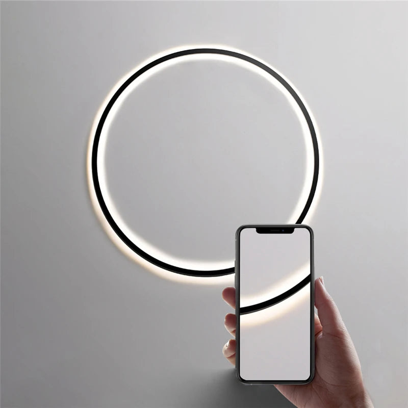 applique murale à led en forme d'anneau pour décoration moderne - vue 7 sur 10