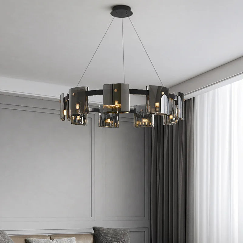lustre led scandinave en cristal décoration d'intérieur luminaire - vue 4 sur 12