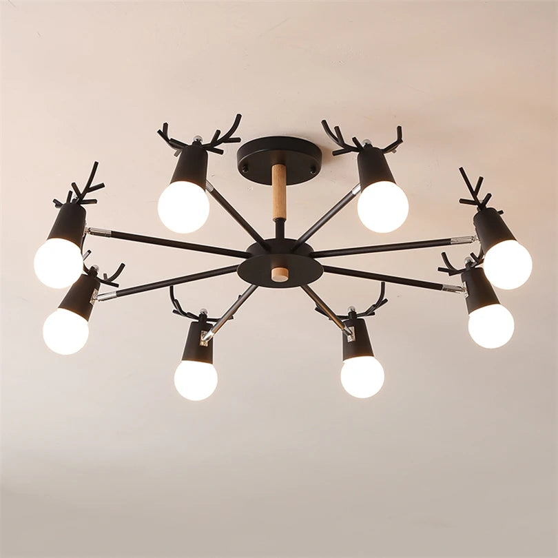 lustre en bois nordique led macaron pour chambre d'enfant - vue 2 sur 12