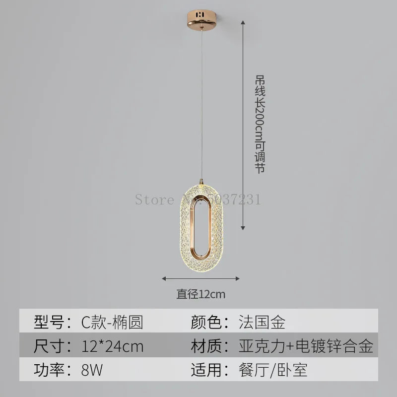 LED-Pendelleuchte aus goldenem Kristall im modernen nordischen Design - vue 10 sur 21