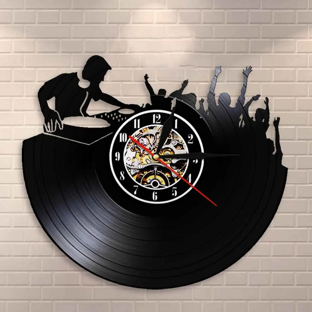 horloge murale 3d vinyle pour ambiance disco et soirée musicale - vue 3 sur 7