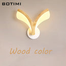 Applique murale LED en bois avec Base en métal blanc