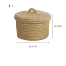 Cosmetics Storage Box, Jute Woven Basket, Tabletop Key, Remote Control Container, Snack Case with Cover Organizer, ECO Friendly