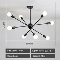 Moderner LED-Kronleuchter im industriellen Sputnik-Design für kreatives Wohnambiente