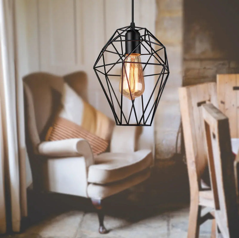 lustre vintage moderne cage à oiseaux abat-jour diamant