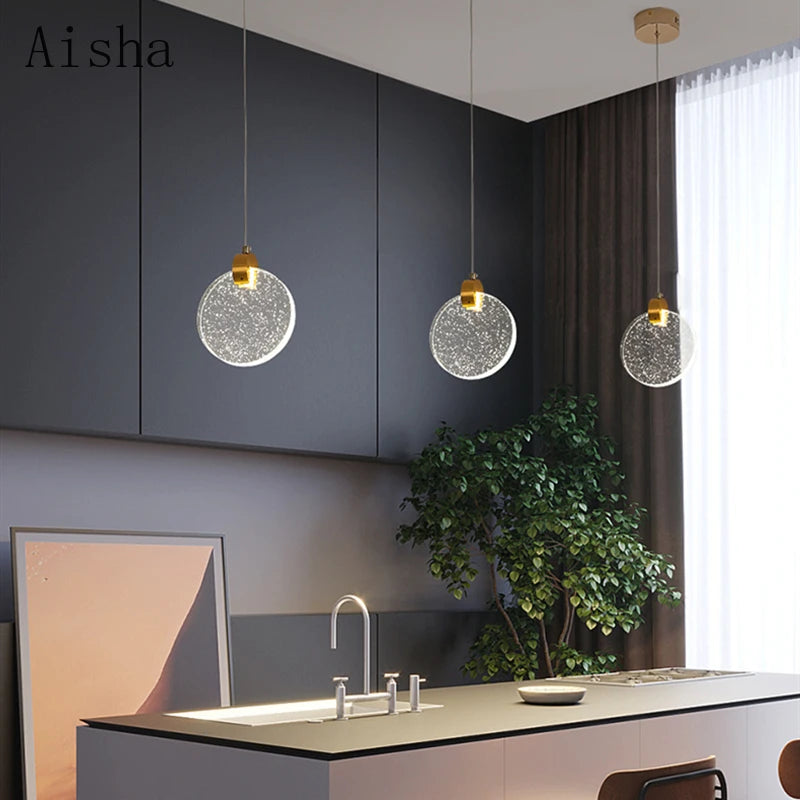 suspension en cristal moderne créative avec éclairage led - vue 5 sur 8