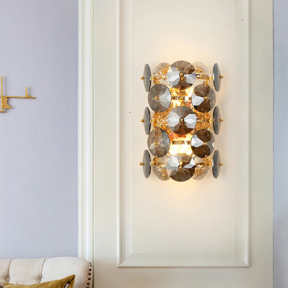 Applique murale LED appliques éclairage chambre salon fumée gris cristal applique chevet décor applique murale - vue 4 sur 6