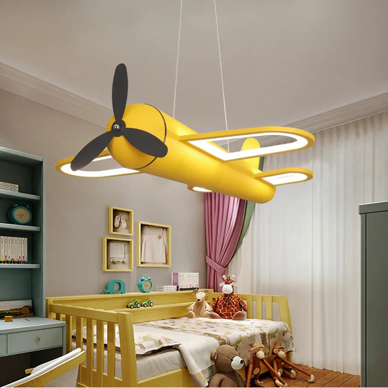 lustre moderne avion pour chambre d'enfants décoration lumineuse - vue 4 sur 8