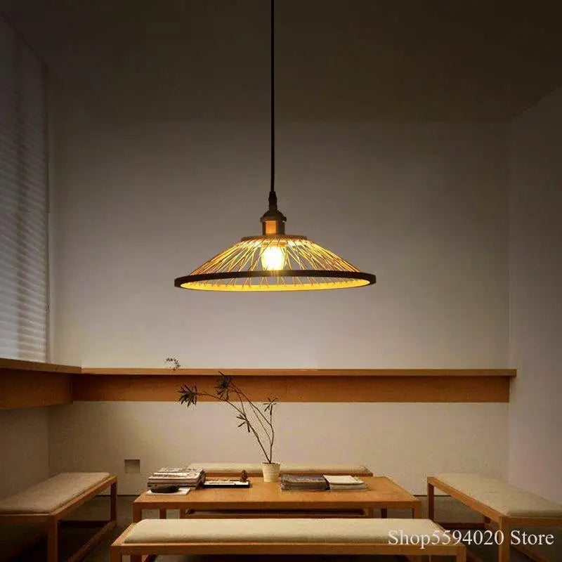 lustre restaurant en bambou chinois créatif led zen asie