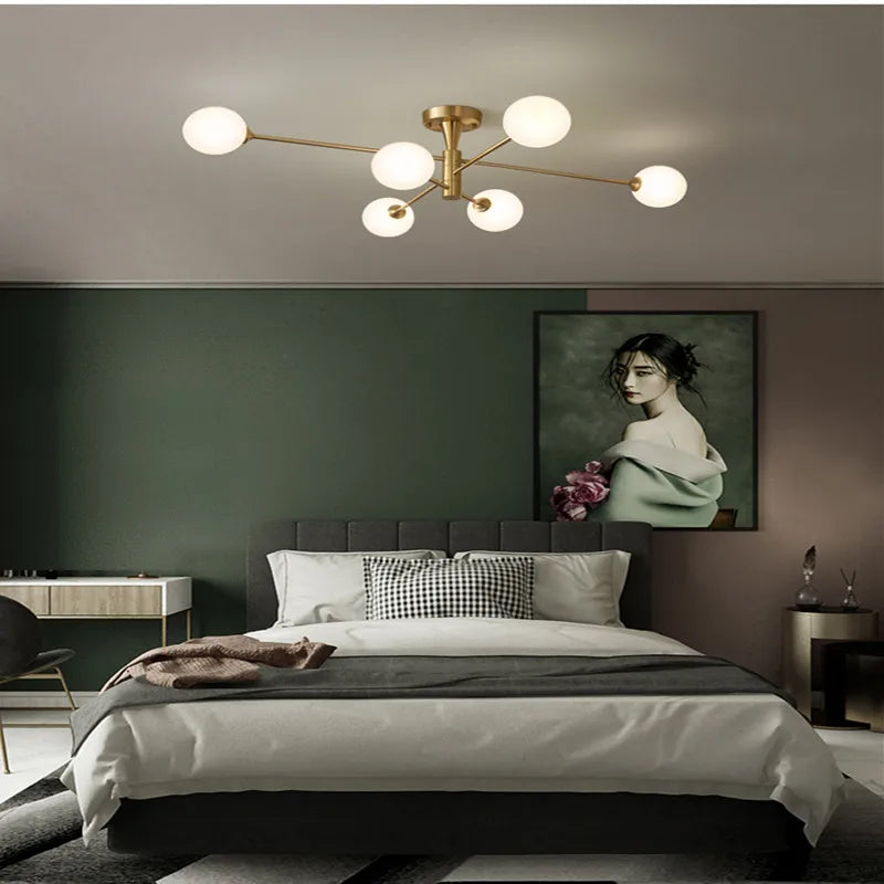 lustre en or avec boule de verre pour éclairage intérieur - vue 8 sur 12