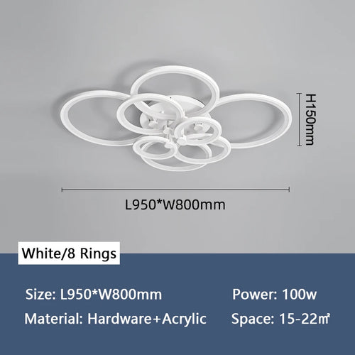 lustre moderne à anneaux circulaires avec éclairage led - vue 14 sur 14