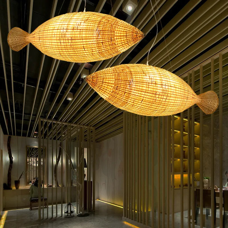 Lustre japonais en bambou - vue 3 sur 7