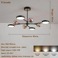lustre style nordique en verre led pour décoration intérieure