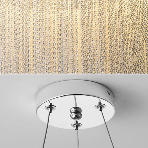 Moderner Kronleuchter aus Aluminium mit runden Anhängern und LED-Beleuchtung - vue 6 sur 7