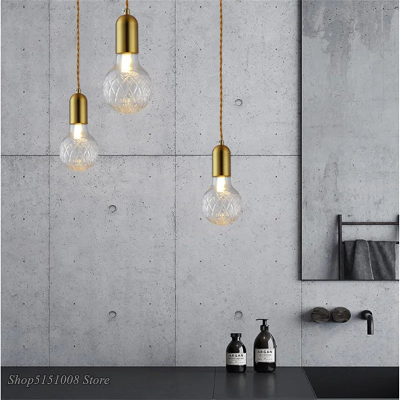 boule de verre moderne suspension led luminaire décoratif - vue 3 sur 15