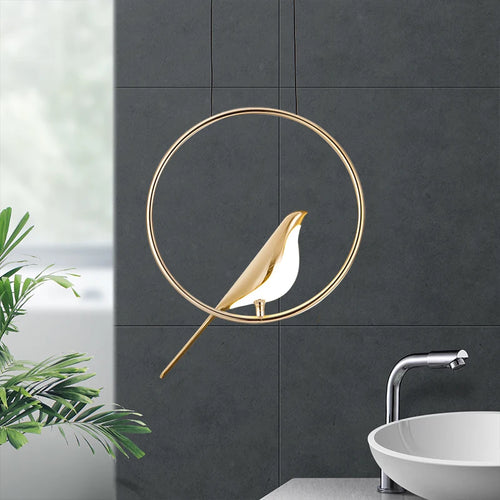 Moderne LED-Pendelleuchte Vogel Fantasie vergoldet höhenverstellbar - vue 5 sur 18