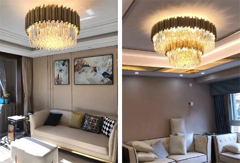lustre en cristal doré moderne design pour intérieur élégant - vue 5 sur 6