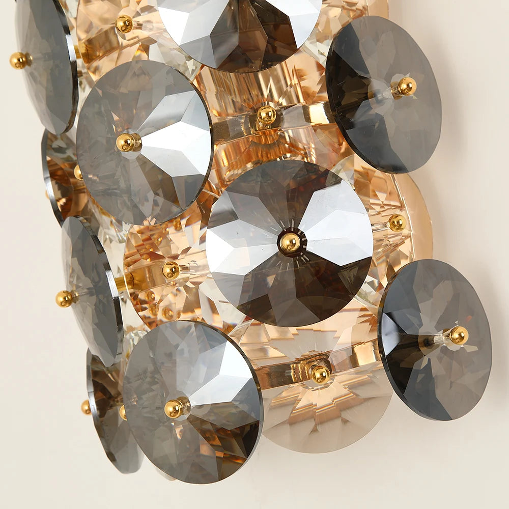 Applique murale LED appliques éclairage chambre salon fumée gris cristal applique chevet décor applique murale - vue 6 sur 6
