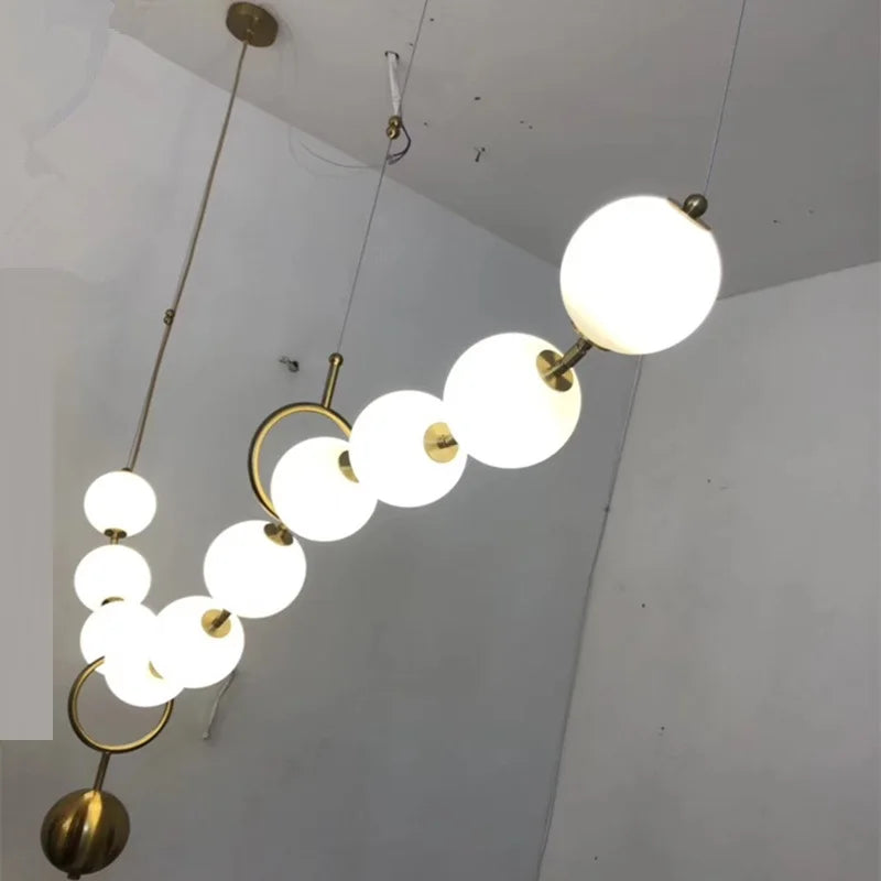 lustre à led en chaîne de boules en verre élégant et moderne - vue 5 sur 7