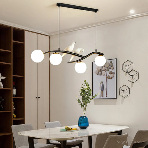 Moderner nordischer Glas-Kronleuchter mit LED für Restaurant und Bar - vue 4 sur 14