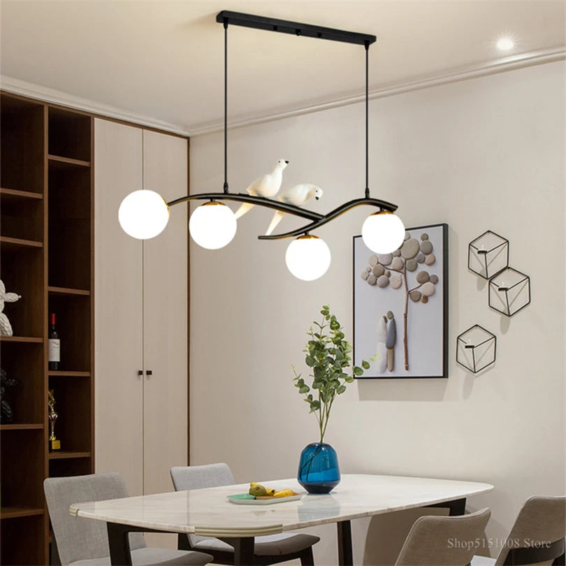 Moderner nordischer Glas-Kronleuchter mit LED für Restaurant und Bar - vue 3 sur 14