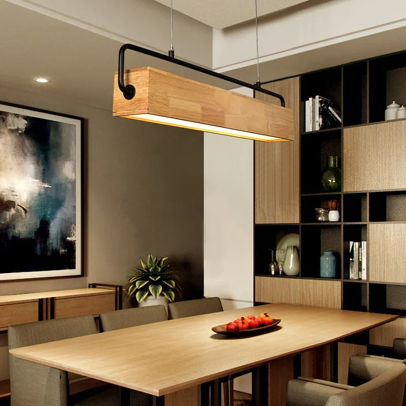 lampes suspendues nordiques en bois led modernes - vue 5 sur 7