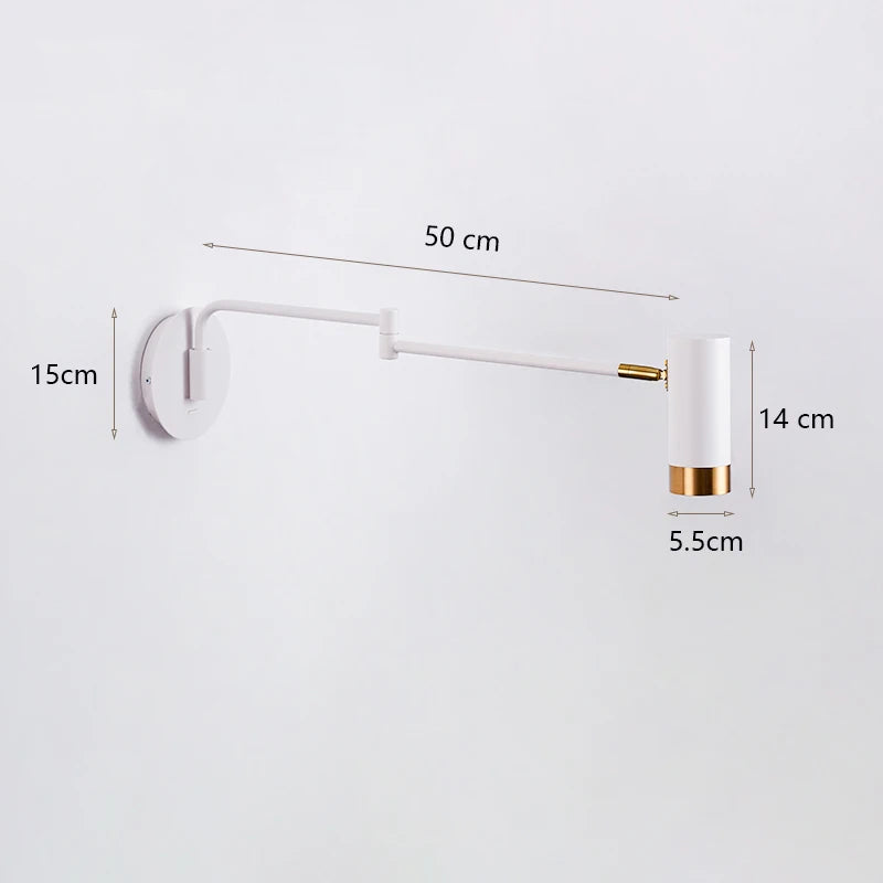 Nordische Nachttisch-Wandleuchte mit schwenkbarem Arm minimalistisch