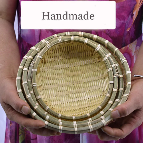 Natural Eco-Friendly Handmade Bamboo Basket, Rattan Storage Basket, Fruit, Vegetables, Bread, Home Organizer - vue 7 sur 8