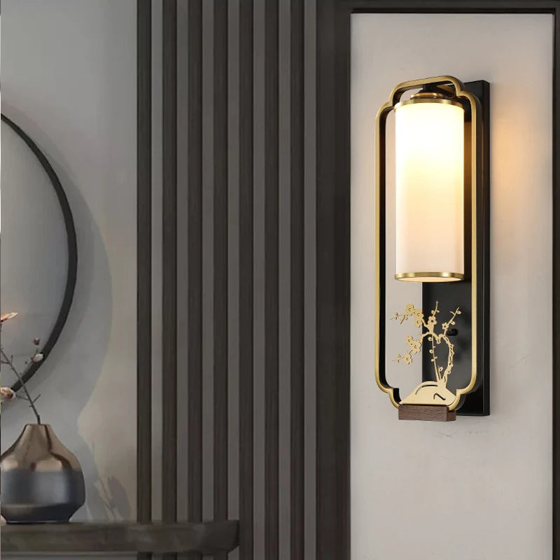 applique murale nouvelle en fer et verre style chinois - vue 4 sur 10